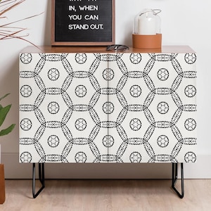 Boho Wooden Cabinet / Black and Ivory Decor / Entertainment Center / Credenza / BohoDecor / Furniture / Sideboard Cabinet / Boho Furniture