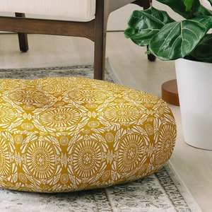 Retro Floor Pillow Meditation Cushion Floor Cushion Floor Pouf Floor Seating Round and Square Floor Pillow Yellow Decor Pillow Etsy