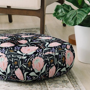 Boho Floral Floor Pillow / Floor Cushion / Meditation Pillow / Floor Seating / Square Floor Pillow / Round Floor Pillow / Floral Floor Pouf