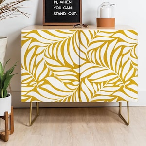 Boho Botanical Cabinet / Entertainment Center / Credenza / BohoDecor / Furniture / Sideboard Cabinet / Yellow Home Decor / Boho Furniture