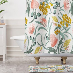 Boho Shower Curtain / Floral Shower Curtain / Fabric Shower Curtain / Floral Bathroom Decor / Botanical Shower Curtain / Boho Decor / Pink