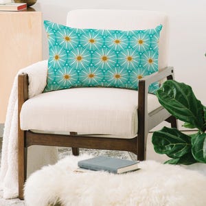 Retro Geometric Lumbar Pillow / Mid Century Modern Pillow / Rectangular Pillow / Oblong Pillow / Retro Decor / Lumbar Pillow / Aqua Pillow