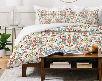 Geometric Print Duvet Cover: Lightweight Moroccan Bedding