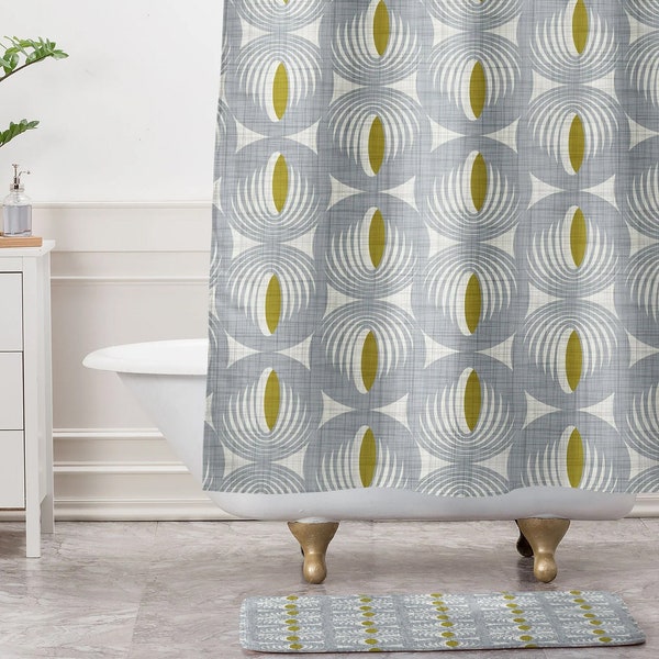 Mid Century Modern Shower Curtain / Retro Shower Curtain / Gray Shower Curtain / Geometric Shower Curtain / MCM Decor / Gray Bath Curtain