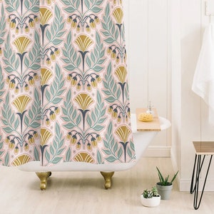 Art Nouveau Floral Shower Curtain / Pink Shower Curtain / Floral Print / Shower Curtain / Bathroom Decor / Bath Curtain / Pink Bathroom