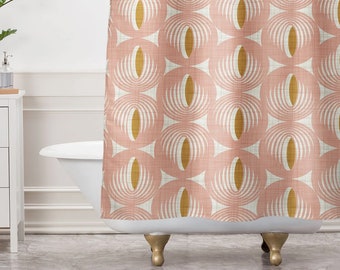 Mid Century Shower Curtain / Retro Shower Curtain / Pink Shower Curtain / Geometric Shower Curtain / Bath Curtain / Mid Century Bath Curtain