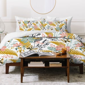 Boho Botanical Duvet Cover / Lightweight Duvet Cover / Floral Bedding / Duvet Cover Queen / Duvet Cover King / Bedding Duvet Cover / Ferns