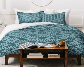 Boho Duvet Cover / Teal Duvet Cover / Duvet Cover Queen / Lightweight Duvet Cover / Duvet Cover King / Geometric Duvet / Bedding / Bed Duvet