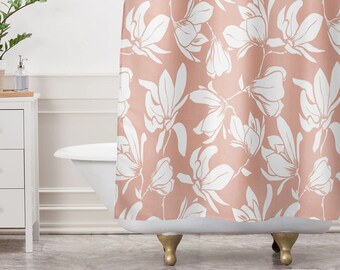 Pink Floral Shower Curtain / Magnolia Bath Curtain / Pink Bath Curtain / Floral Bathroom Decor / Floral Shower Curtain / Pink Home Decor