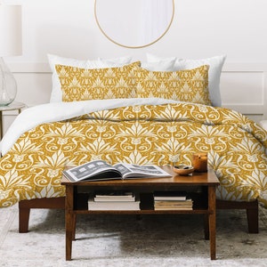 Yellow Duvet Cover / Cottagecore Bedding / Lightweight Duvet / Queen Duvet Cover / King Duvet Cover / Yellow Bedding / Cotton Duvet Cover