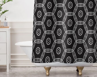 Black and White Shower Curtain // Bathroom Decor // Cloth Shower Curtain // Bath Curtain // Geometric Shower Curtain / Black and White Decor