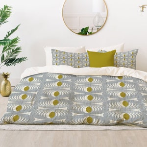 Gray Comforter / Mid Century Modern Comforter / Lightweight Comforter / Bedding / Queen Comforter / King Comforter / Retro Bedding / Gray image 1