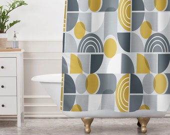 Mid Century Modern Bath Curtain / Retro Shower Curtain / Mid Mod Shower Curtain / Geometric Shower Curtain / Retro Bathroom /  Retro Decor