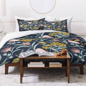 Boho Duvet Cover / Floral Duvet Cover / Duvet Cover Queen / Home Decor / Lightweight Duvet Cover / Duvet Cover King / Dark Floral Duvet