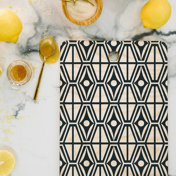 Geometric Wood Cutting Board: Mid Century Modern Kitchen Decor