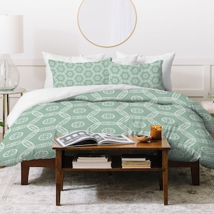 Duvet Cover / Geometric Duvet Cover / Duvet Cover Queen / Duvet Cover King / Home Decor Bedding / Lightweight Duvet Cover / Green Duvet Bed