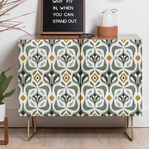Boho Ikat Wood Cabinet / Entertainment Center / Credenza / Furniture / Sideboard Cabinet / Green Home Decor / Boho Furniture / BohoDecor