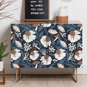 Woodland Floral Cabinet / Entertainment Center / Credenza / Furniture / Sideboard Cabinet / Boho Furniture / Nature Lover Decor / Mushrooms