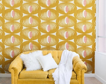 Geometric Removable Wallpaper Mural / Peel and Stick Wallpaper Mural / Removable Wallpaper / Retro Wallpaper / Wall Mural / Wallpaper Decor