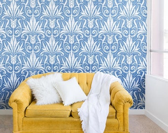 Cottagecore Wallpaper Mural / Removable Wallpaper Mural / Peel and Stick Wallpaper Mural / Cottagecore Decor / Blue Wallpaper / Farmhouse