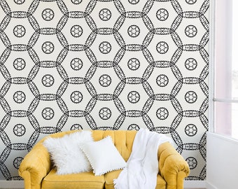 Removable Wallpaper Mural / Peel and Stick Wallpaper Mural / Geometric Removable Wallpaper / Ivory Wallpaper / Wall Mural / Wallpaper Decor