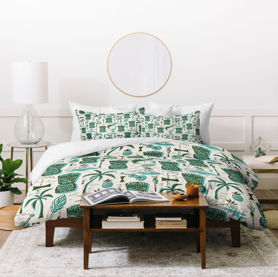 Retro Tiki Duvet Cover Midcentury Modern Duvet Bedding Etsy