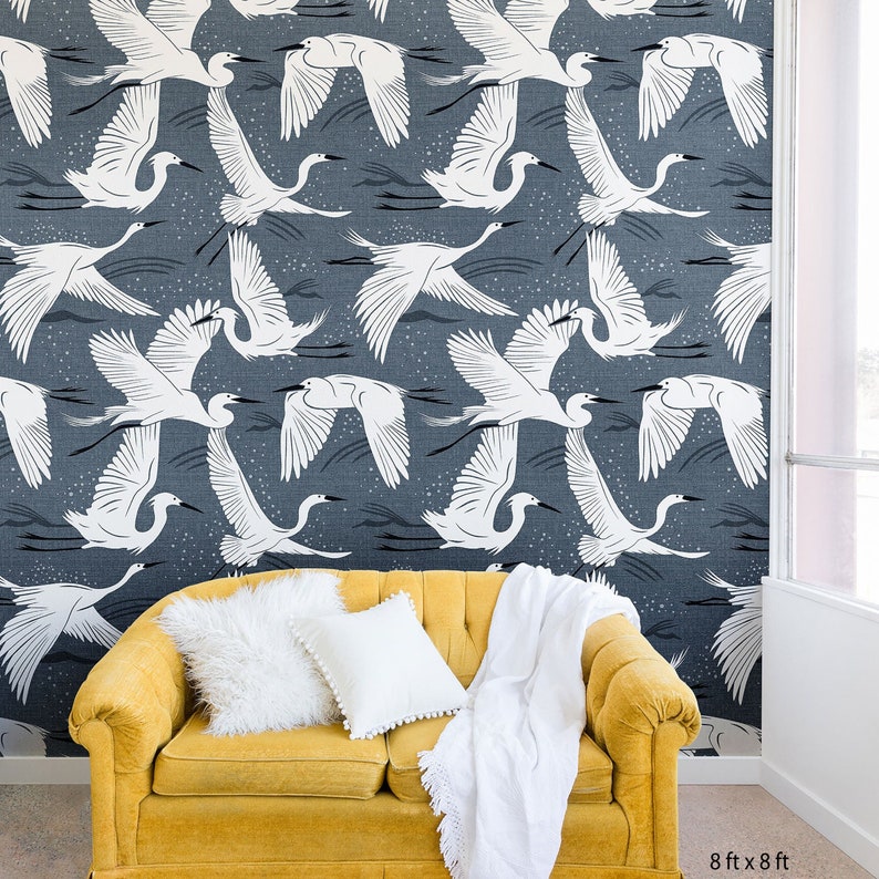 Crane Removable Wall Mural / Peel and Stick Wallpaper Mural / - Etsy