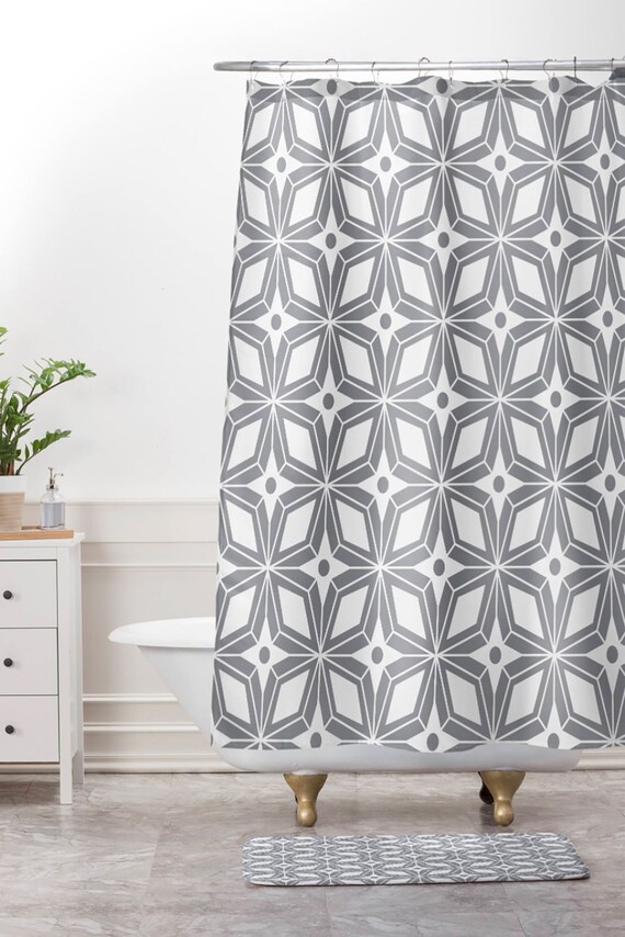 Grey Modern Shower Curtains for Bathroom, Gray Pattern Shower