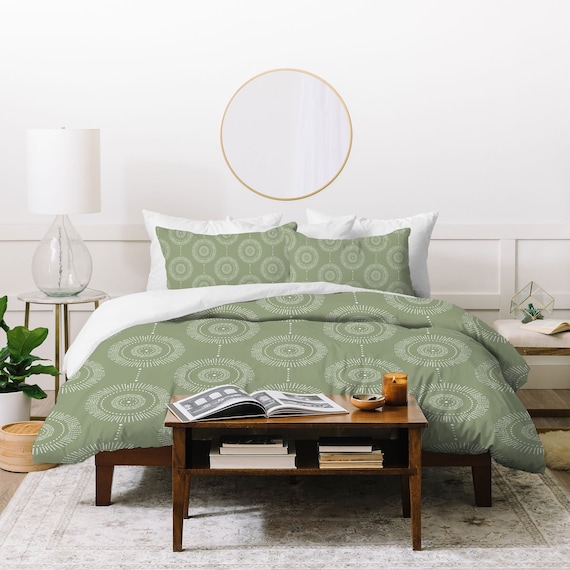 Boho Duvet Cover Moss Green Duvet Cover King Duvet Cover Queen Duvet Cover Geometric Duvet Cover Wedding Gift Boho Bedding King Etsy UK