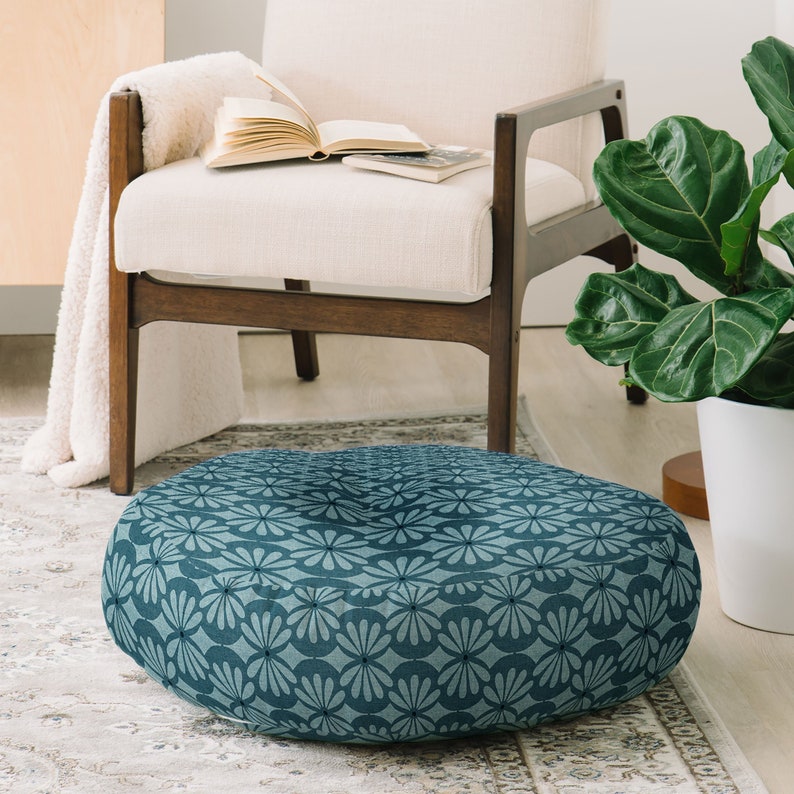 Oreiller de sol / Coussin de méditation / Coussin de sol / Pouf de sol / Assise au sol / Oreiller de sol rond / Oreiller de sol carré / Décoration d'intérieur bleu sarcelle image 1