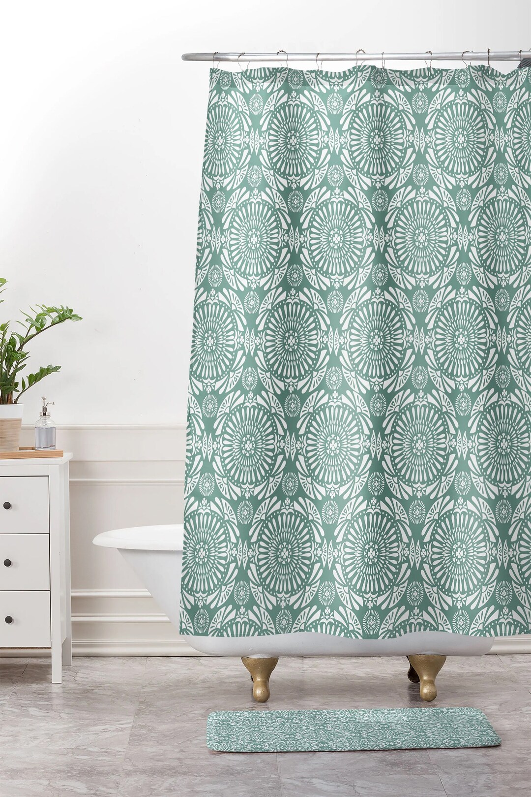 Green Shower Curtain / Boho Shower Curtain / Boho Bath Curtain - Etsy