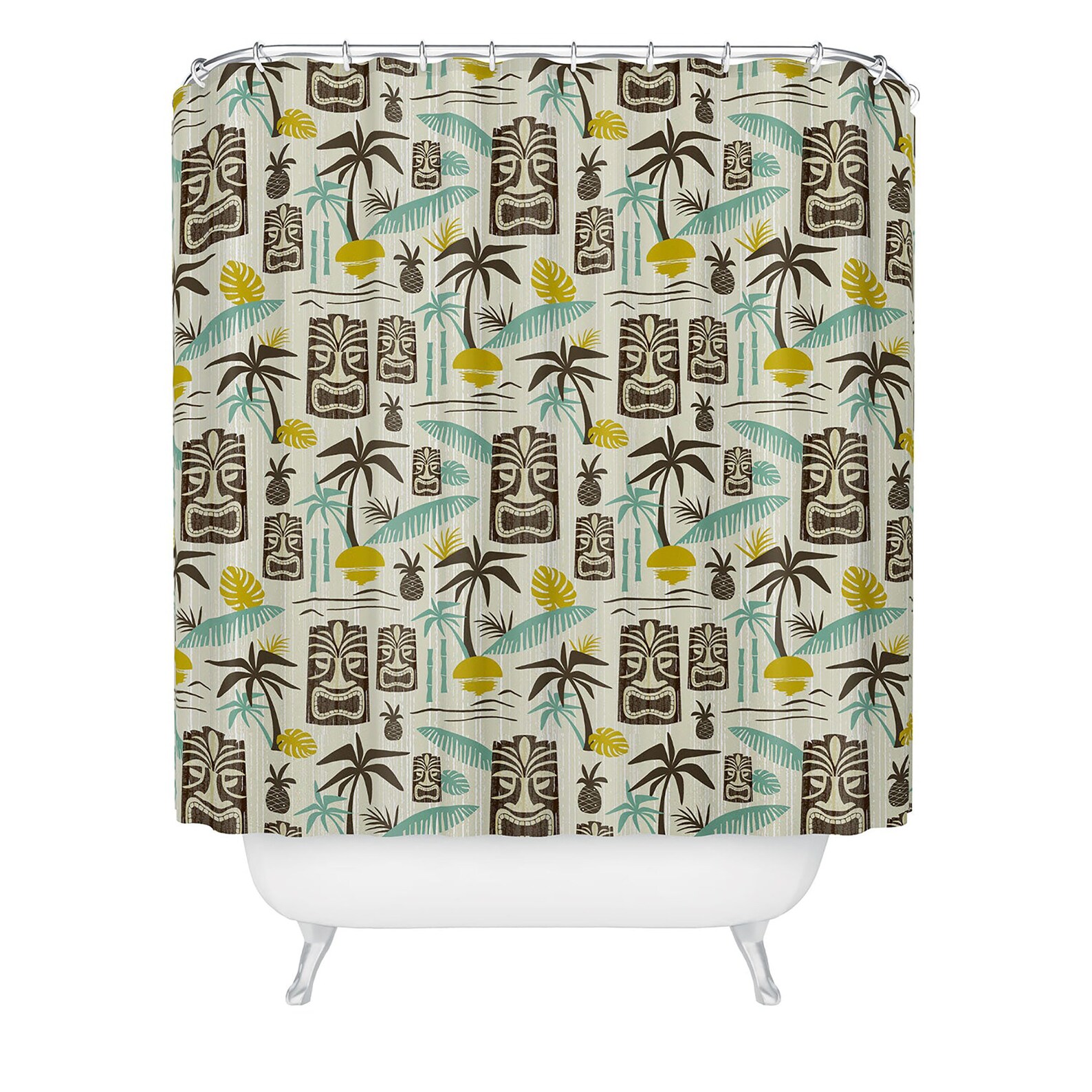 Tiki Shower Curtain // Tiki Decor // Mid Century Modern Decor Etsy