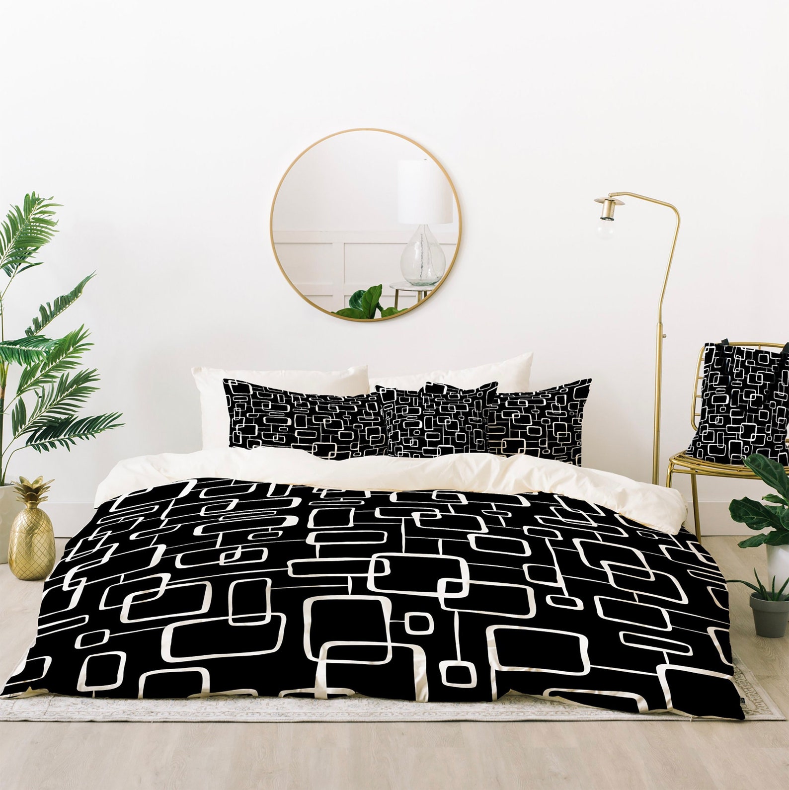 Black and White Comforter // Mid Century Modern Bedding // Etsy