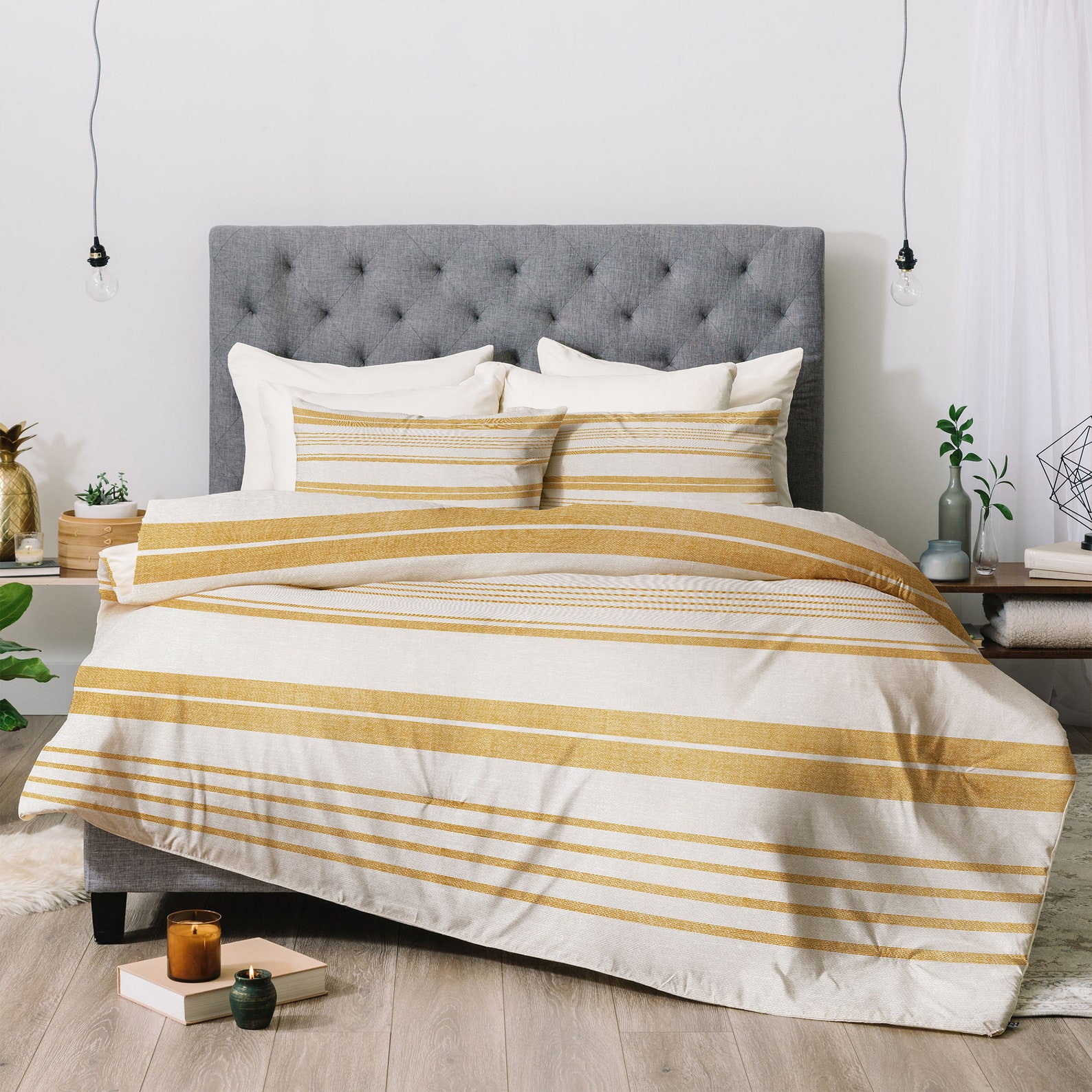 Stripe Duvet Cover / Yellow Duvet / Lightweight Duvet / Duvet Etsy