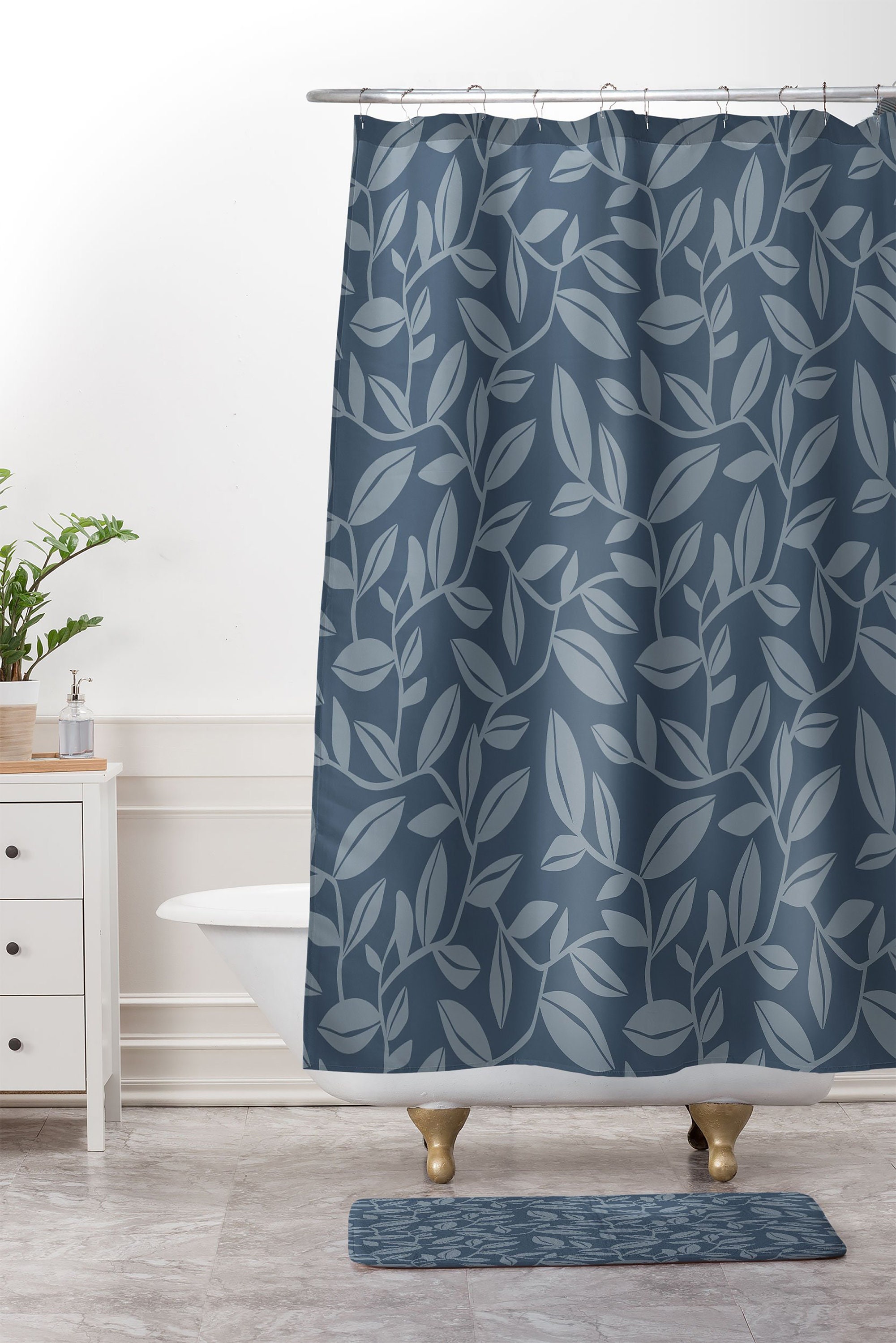 Blue Shower Curtain Bath Curtain Fabric Shower Curtain Etsy