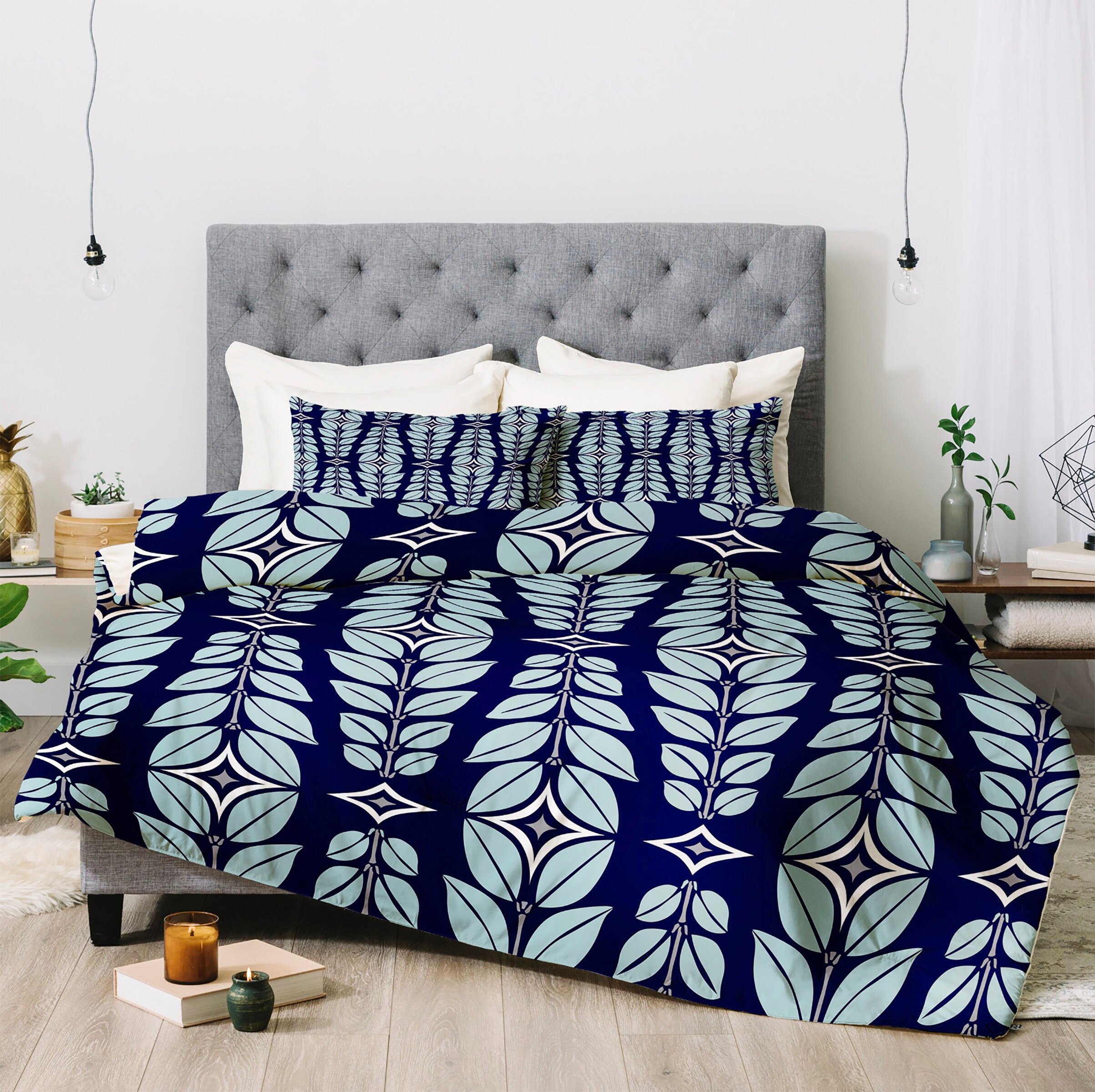 Duvet Cover // Blue Geometric // Bedding // Twin Queen King Etsy