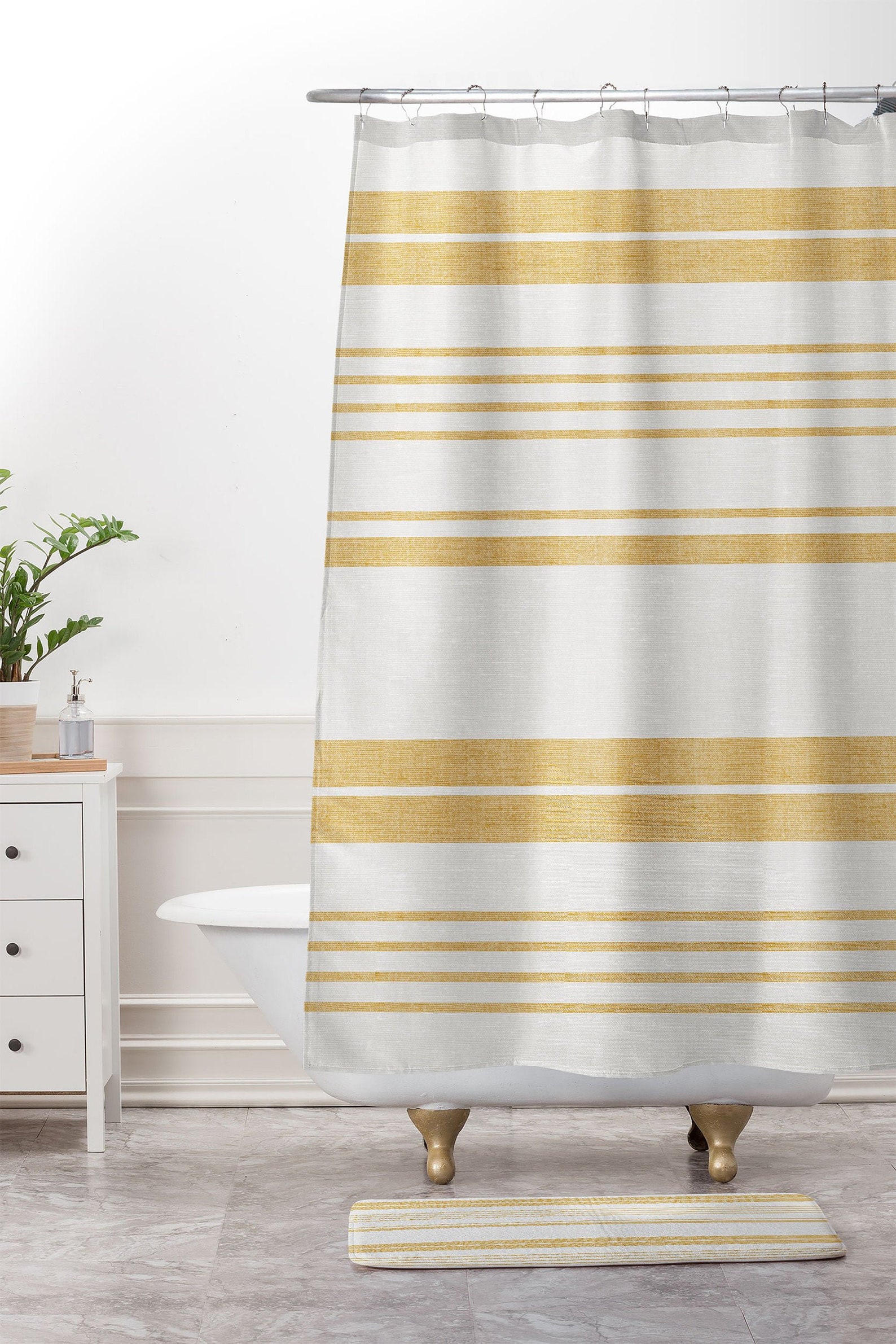 Shower Curtain / Stripe Shower Curtain / Yellow Stripe - Etsy