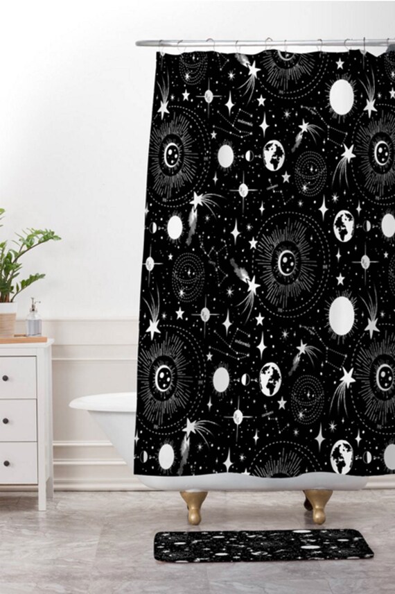 Outer Space Shower Curtain Bathroom Solar System Design Etsy
