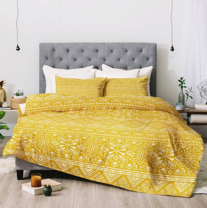 Yellow Boho Duvet Cover // Home Decor // Bedding // Bohemian Etsy