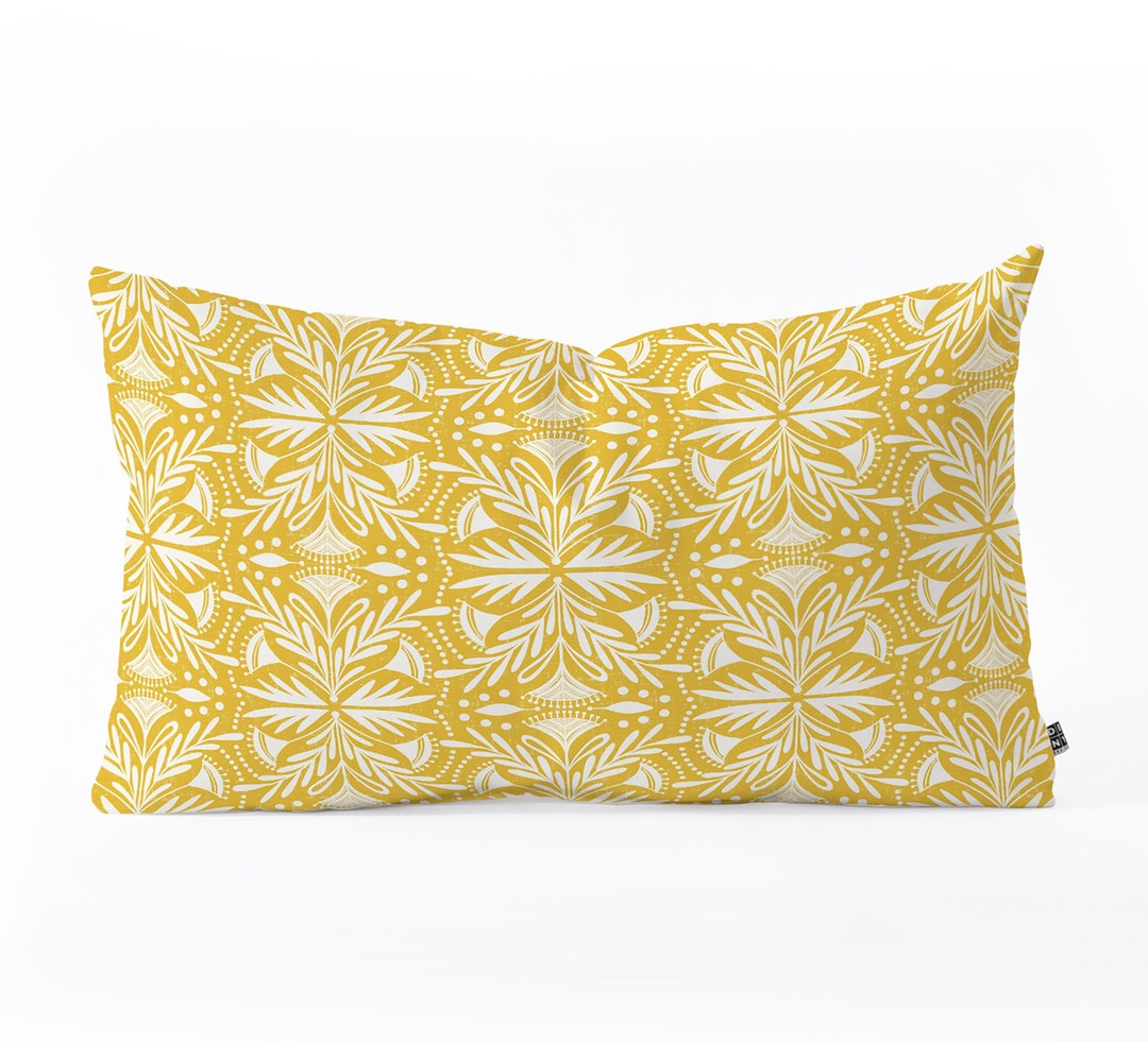 Lumbar Pillow / Yellow Throw Pillow / Boho Throw Pillow / Etsy