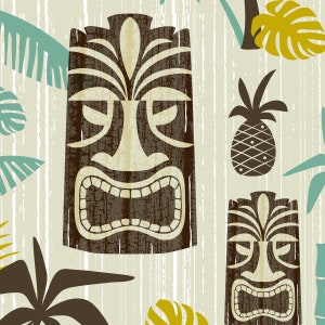 Tiki Shower Curtain // Tiki Decor // Mid Century Modern Decor // Bathroom Decor // Retro Decor // Hawaiian Print // Tropical Shower Curtain afbeelding 8