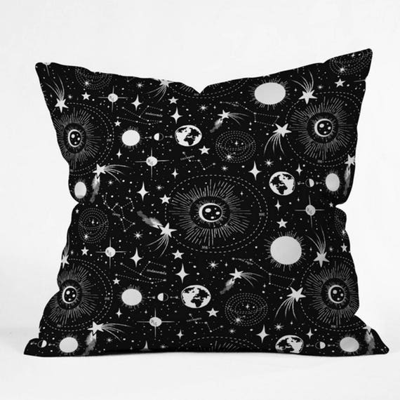 Outer Space Throw Pillow / Black & White Throw Pillow / Etsy