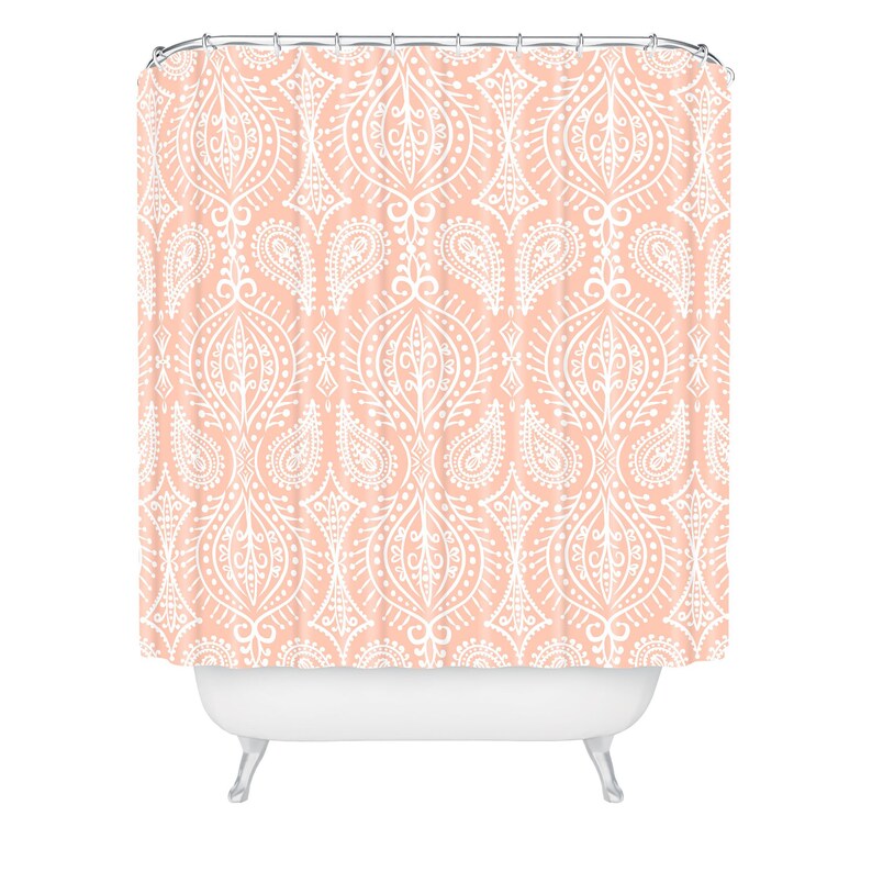 Blush Pink Shower Curtain / Boho Shower Curtain / Bathroom Etsy