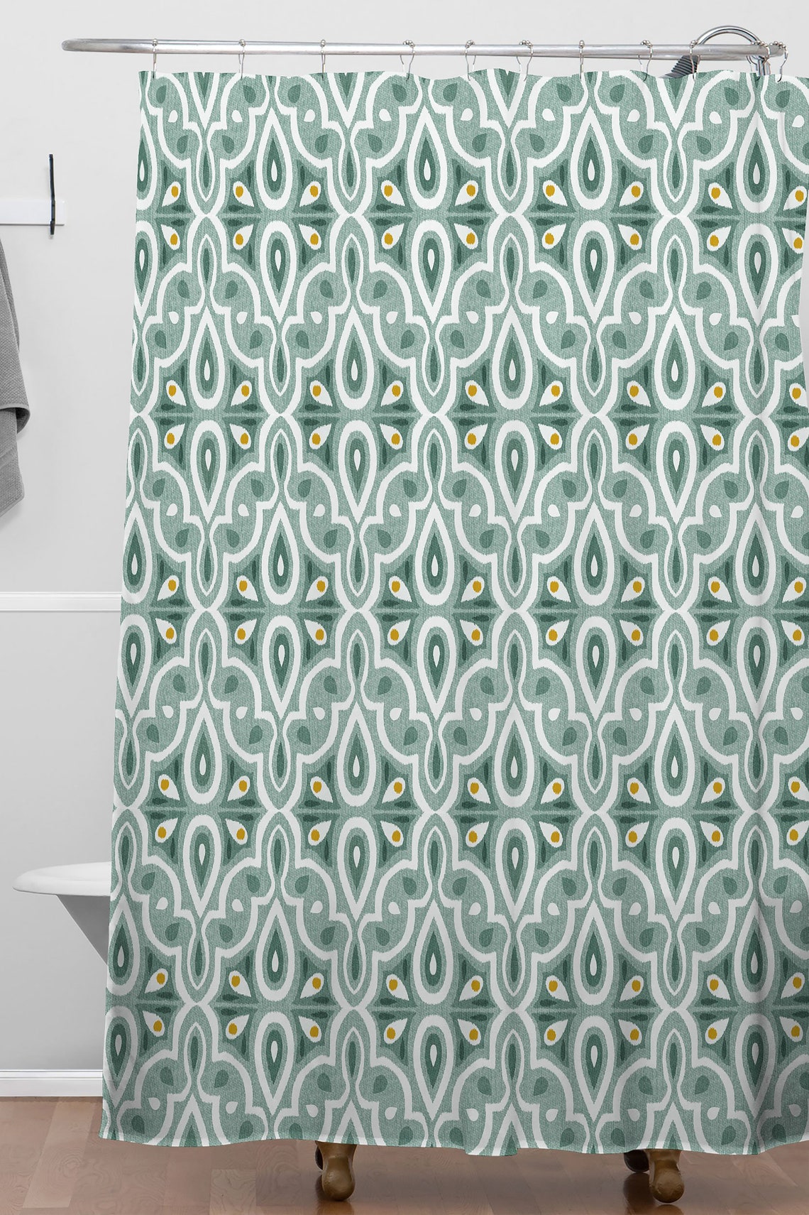 Boho Shower Curtain / Green Shower Curtain / Fabric Shower - Etsy