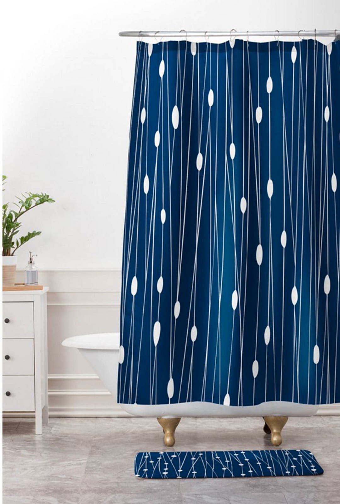 Navy Blue Shower Curtain // Bathroom // Entangled Design // Modern ...