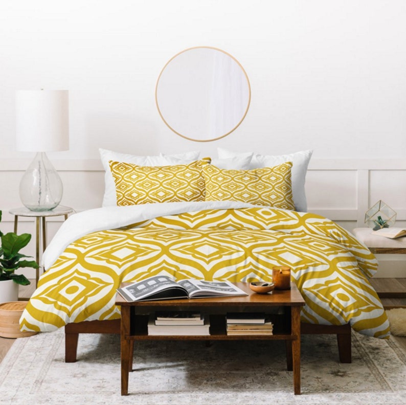Moroccan Comforter / Yellow Bedding / Home Decor / Geometric Etsy