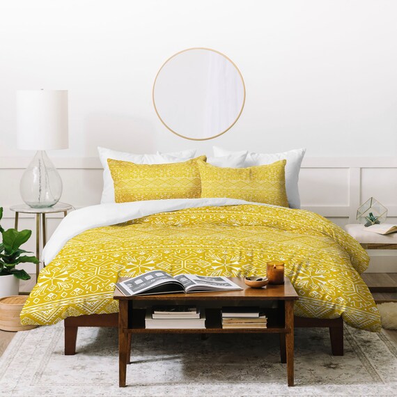 Yellow Boho Duvet Cover // Home Decor // Bedding // Bohemian Etsy