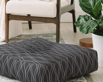 Charcoal Gray Floor Pillow: Minimalist Dorm & Home Decor, Meditation Cushion