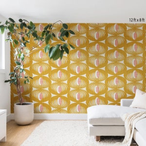 Geometric Removable Wallpaper Mural / Peel and Stick Wallpaper Mural / Removable Wallpaper / Retro Wallpaper / Wall Mural / Wallpaper Decor image 2