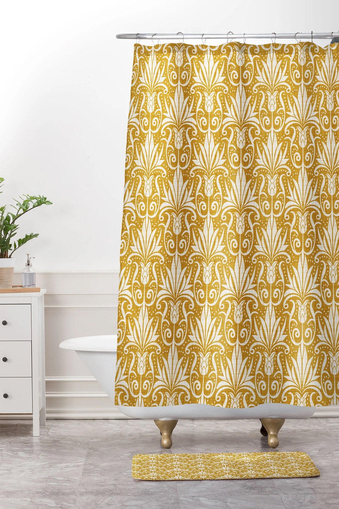 Yellow Shower Curtain / Geometric Shower Curtain / Bathroom Etsy